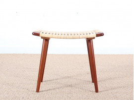 Mid modern danish pair of stool in teak and cane