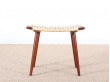 Paire de tabourets scandinaves en teck et cannage