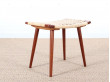 Paire de tabourets scandinaves en teck et cannage