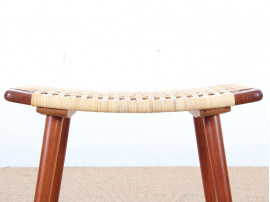 Mid modern danish pair of stool in teak and cane