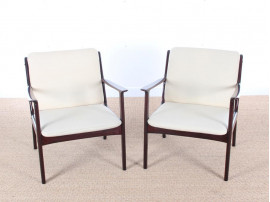 Pair of mahogany scandinavian armchairs