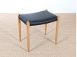 Scandinavian teak and leather stool  N° 80 by Niels Moller
