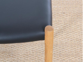 Scandinavian teak and leather stool  N° 80 by Niels Moller