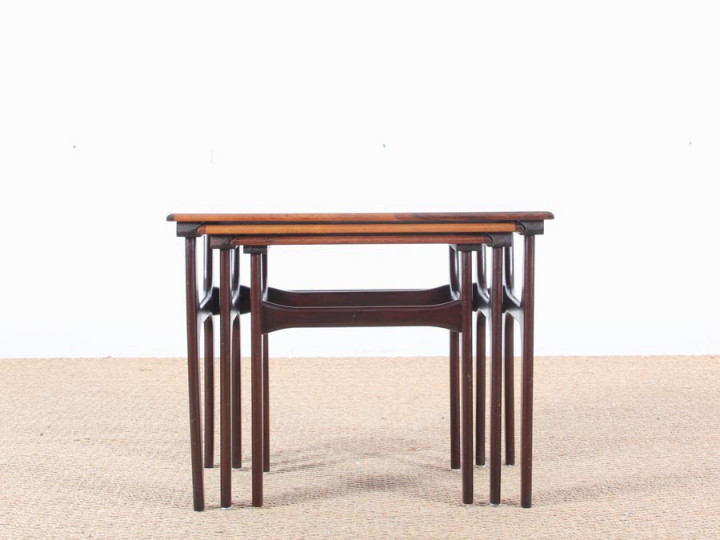 Mid-Century Modern nesting tables in Rio rosewood