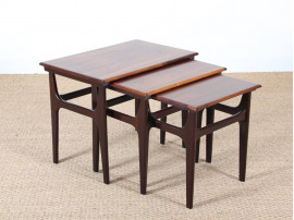 Mid-Century Modern nesting tables in Rio rosewood