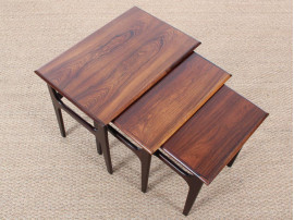 Mid-Century Modern nesting tables in Rio rosewood