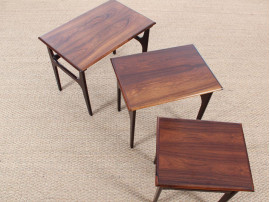 Mid-Century Modern nesting tables in Rio rosewood