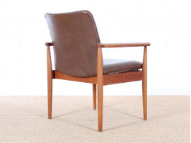 Mid-Century Modern scandinavian set of 6 diplomat armchairs in teak by Finn Julh