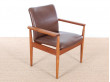 Mid-Century Modern scandinavian set of 6 diplomat armchairs in teak by Finn Julh