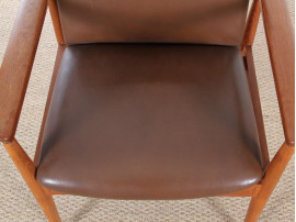 Mid-Century Modern scandinavian set of 6 diplomat armchairs in teak by Finn Julh