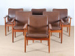 Mid-Century Modern scandinavian set of 6 diplomat armchairs in teak by Finn Julh