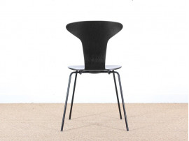 Set of 4 Munkegaard chairs in black stained oak by Arne Jacobsen, new releases. 