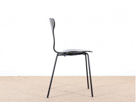 Set of 4 Munkegaard chairs in black stained oak by Arne Jacobsen, new releases. 