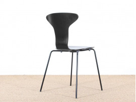 Set of 4 Munkegaard chairs in black stained oak by Arne Jacobsen, new releases. 