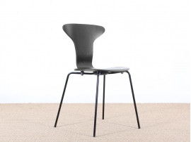 Set of 4 Munkegaard chairs in black stained oak by Arne Jacobsen, new releases. 