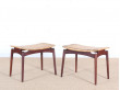 Scandinavian teak and cane stool