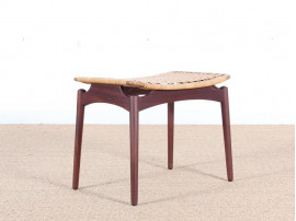 Scandinavian teak and cane stool