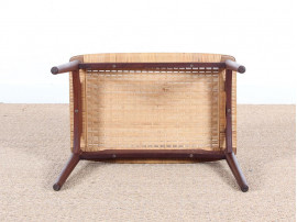 Scandinavian teak and cane stool