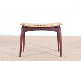 Scandinavian teak and cane stool