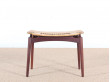 Scandinavian teak and cane stool