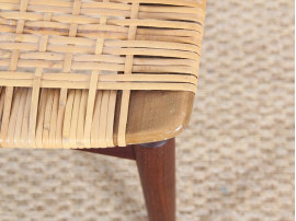 Scandinavian teak and cane stool