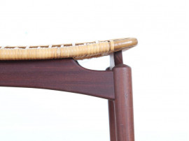 Scandinavian teak and cane stool