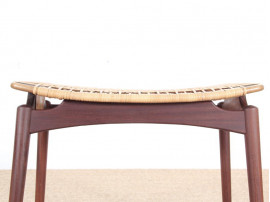 Scandinavian teak and cane stool