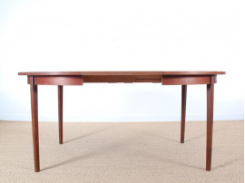 table ronde scandinave en teck 2 allonges, 4 à 8 pers.