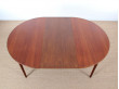 table ronde scandinave en teck 2 allonges, 4 à 8 pers.