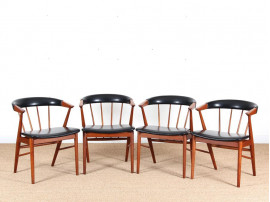 Mid-Century Modern scandinavian set of 4 chairs in teak by Helge Sibast