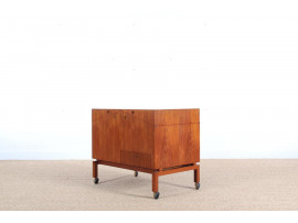 Mid century modern teak bar cube mounted on castors by Leif Alring