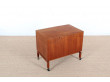 Mid century modern teak bar cube mounted on castors by Leif Alring