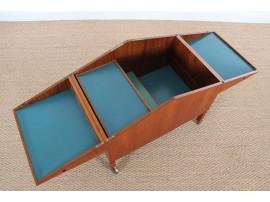 Mid century modern teak bar cube mounted on castors by Leif Alring