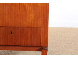 Mid century modern teak bar cube mounted on castors by Leif Alring