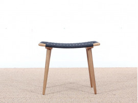 Mid-Century Modern  stool or ottoman in oak and natural paper cord