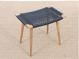 tabouret repose ou pied scandinave en corde naturelle