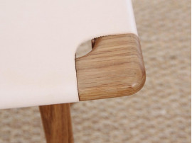 Mid-Century Modern  stool or ottoman in oak and black paper cord