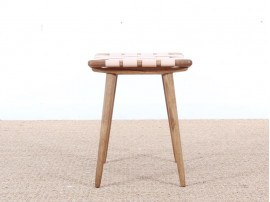 Mid-Century Modern  stool or ottoman in oak and leather