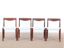 Danish mid-century modern set of 4 chairs in Rio rosewood by H. W. Klein