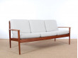 Banquette  scandinave 3 places  en teck modèle PJ56/3 (Revêtement au choix)