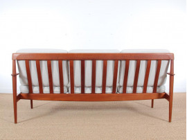 Banquette  scandinave 3 places  en teck modèle PJ56/3 (Revêtement au choix)