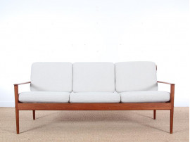 Banquette  scandinave 3 places  en teck modèle PJ56/3 (Revêtement au choix)