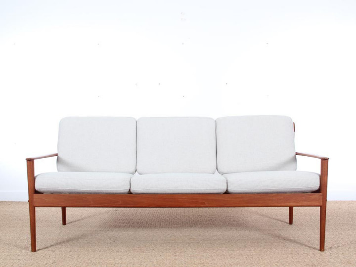 Banquette  scandinave 3 places  en teck modèle PJ56/3 (Revêtement au choix)