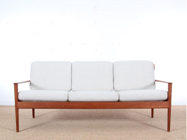 Banquette  scandinave 3 places  en teck modèle PJ56/3 (Revêtement au choix)