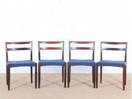 Mid-Century Modern scandinavian set of 4 dining chairs in Rio rosewood by Harry Østergaard 