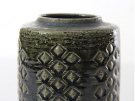Mid-Century Modern ceramic dark green vase by Per and Annelise Linnemann Schmidt for Palshus