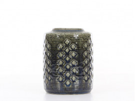 Mid-Century Modern ceramic dark green vase by Per and Annelise Linnemann Schmidt for Palshus