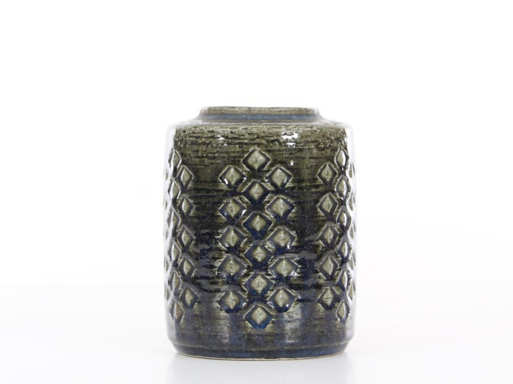 Mid-Century Modern ceramic dark green vase by Per and Annelise Linnemann Schmidt for Palshus