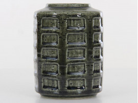Mid-Century Modern ceramic bleu and dark  green vase by Per and Annelise Linnemann Schmidt for Palshus