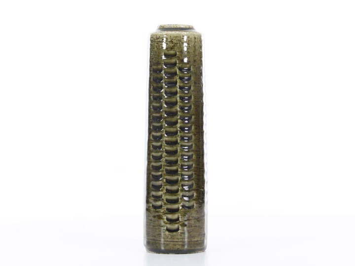 Mid-Century Modern ceramic long green vase by Per and Annelise Linnemann Schmidt for Palshus